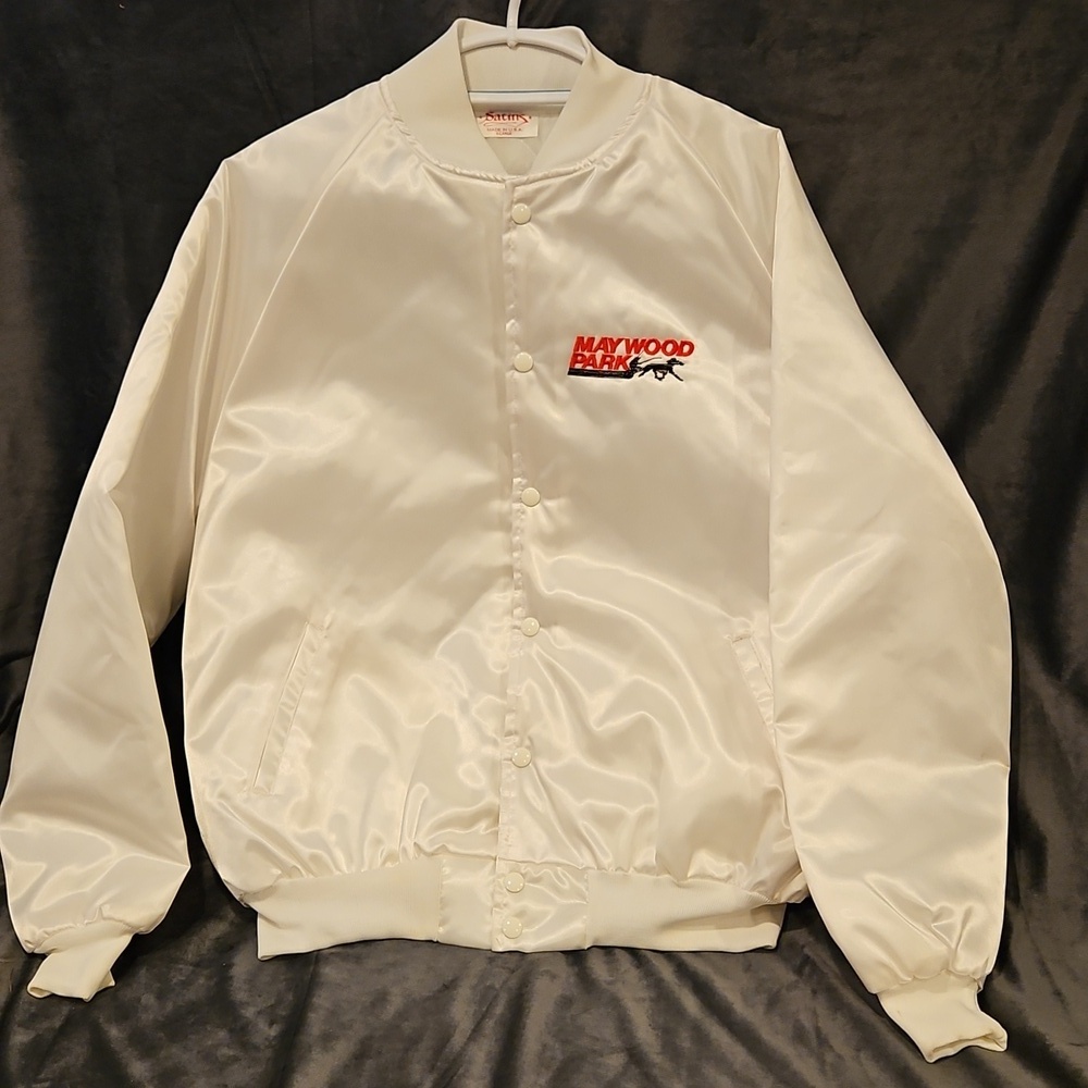 Vintage 1980's Satins Made in USA Silky Quilted Bomber Jacket Sz.XL Maywood Park